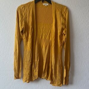 Debut yellow cardigan women's long sleeve large open sweater jacket layering
